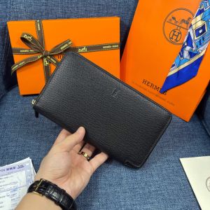 Hermes Azap Wallet Epsom Leather Gold Hardware In Black