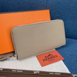 Hermes Azap Wallet Togo Leather Palladium Hardware In Grey