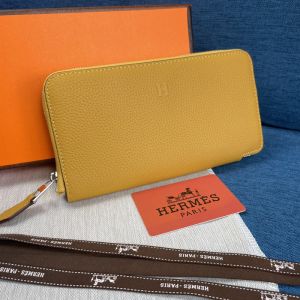 Hermes Azap Wallet Togo Leather Palladium Hardware In Yellow