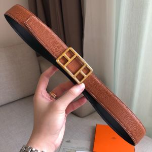 Hermes Cape Buckle 32MM Reversible Belt Togo Leather In Brown