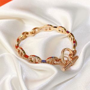 Hermes Chaine D'Ancre Crystals Bracelets In Gold