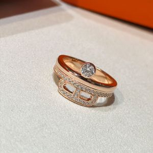 Hermes Chaine D'Ancre Crystals Ring Gold