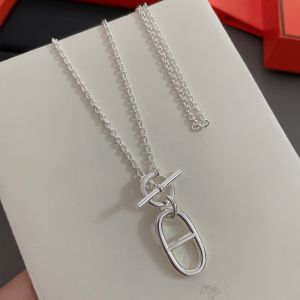 Hermes Chaine D'Ancre Logo Pendant Necklace Silver