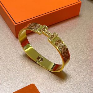 Hermes Clic H Enamel Bracelets Gold In Brown