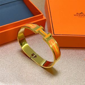 Hermes Clic H Enamel Bracelets Gold In Orange