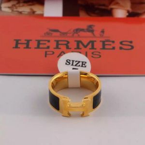 Hermes Clic H Ring Gold Hardware In Black