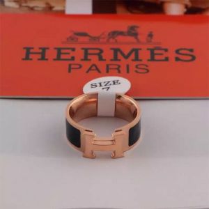 Hermes Clic H Ring Rose Gold Hardware In Black