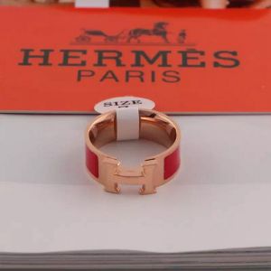 Hermes Clic H Ring Rose Gold Hardware In Red