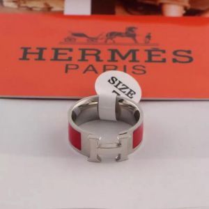 Hermes Clic H Ring Silver Hardware In Red