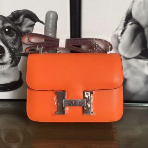 Hermes Constance Bag Epsom Leather Palladium Hardware In Orange