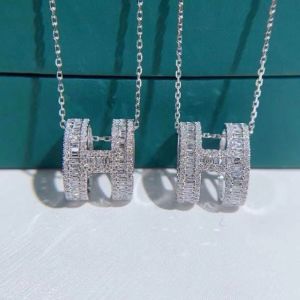 Hermes Crystals Pop H Pendant Necklaces In Silver