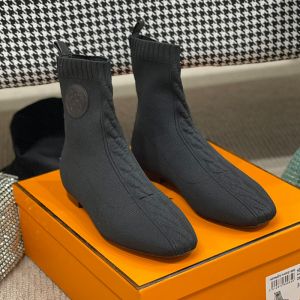 Hermes Duo Ankle Boots Women Knit In Black