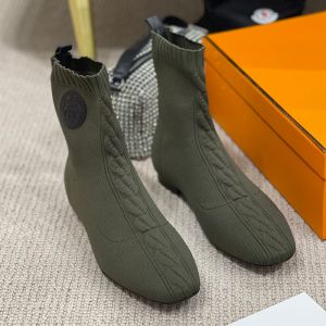 Hermes Duo Ankle Boots Women Knit In Green