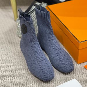 Hermes Duo Ankle Boots Women Knit In Grey