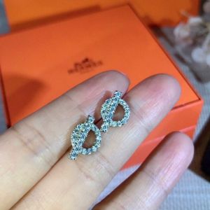 Hermes Echappee Earrings With Crystal In Silver