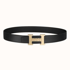 Hermes H Gourmette 38 Reversible Belt Leather In Black