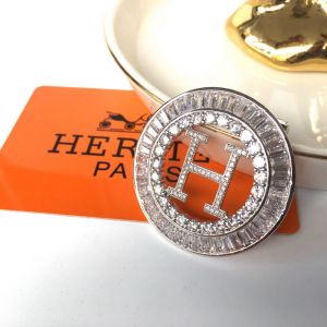 Hermes H Hollow Earrings with Crystals In Silver