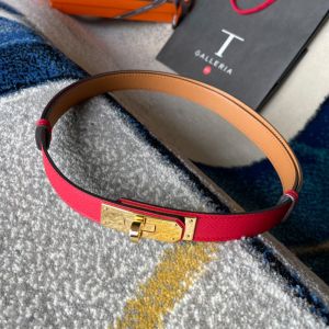 Hermes Kelly 18 Belt Espom Calfskin In Red/Gold