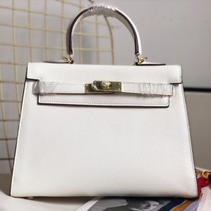 Hermes Kelly Bag Epsom Leather Gold Hardware In White