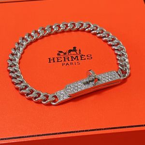 Hermes Kelly Gourmette Crystals Bracelets In Silver