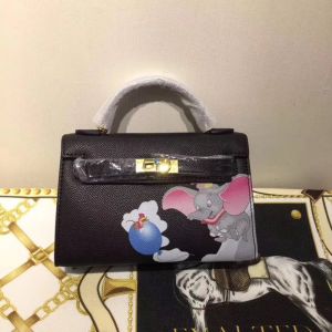 Hermes Kelly Mini Bag with Dumbo Print Togo Leather Gold Hardware In Black
