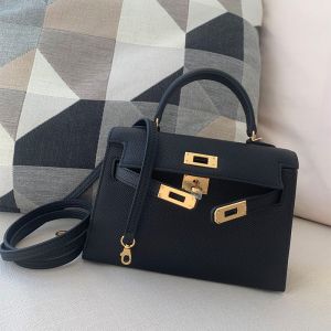Hermes Kelly II Mini Bag Epsom Leather Gold Hardware In Black