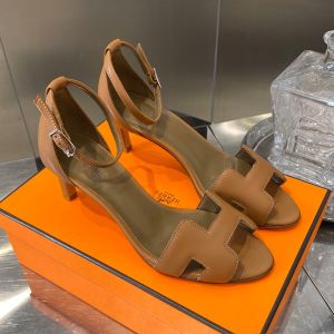 Hermes Premiere 70 Sandals Women Calfskin In Brown