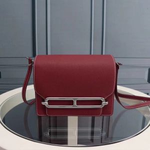 Hermes Roulis Bag Epsom Leather Palladium Hardware In Burgundy