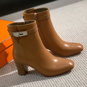 Hermes Saint Germain Ankle Boots Women Genuine Leather In Brown