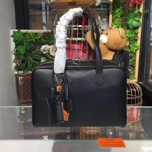 Hermes Victoria II Fourre-tout Bag Clemence Leather Palladium Hardware In Black