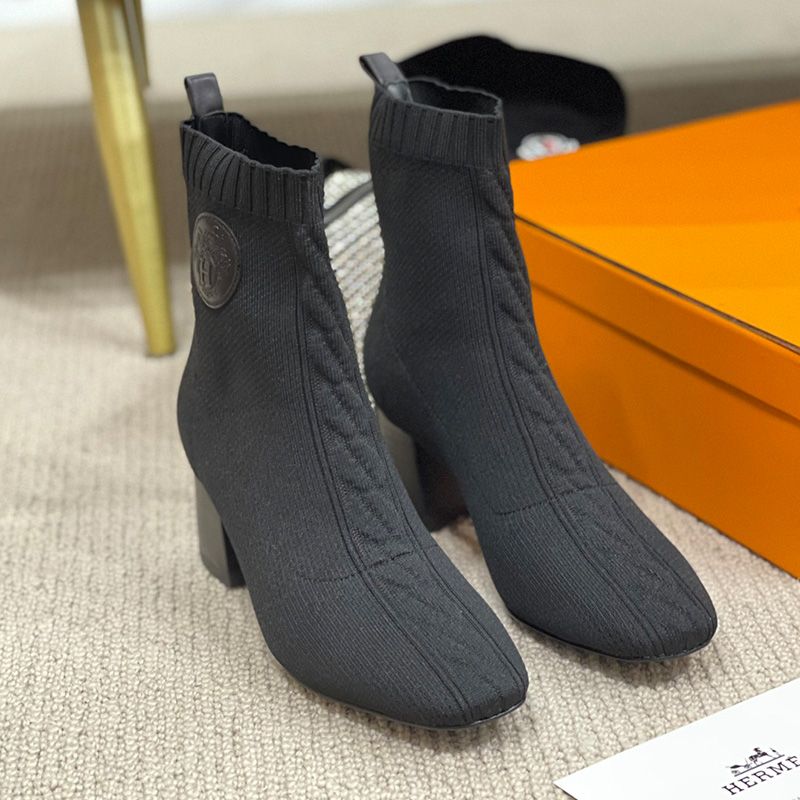 Hermes Volver 60 Ankle Boots Women Knit In Grey