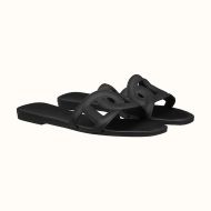 Hermes Aloha Slides Women Rubber with Chaine D'ancre In Black