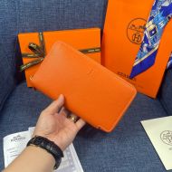 Hermes Azap Wallet Epsom Leather Gold Hardware In Orange