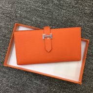 Hermes Bearn Wallet Epsom Leather Palladium Hardware In Orange