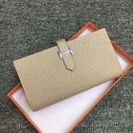 Hermes Bearn Wallet Togo Leather Palladium Hardware In Apricot