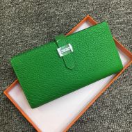 Hermes Bearn Wallet Togo Leather Palladium Hardware In Green