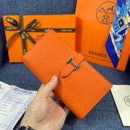 Hermes Bearn Wallet Togo Leather Palladium Hardware In Orange