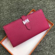 Hermes Bearn Wallet Togo Leather Palladium Hardware In Rose