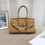 Hermes Birkin Mini Shoulder Bag Togo Leather Palladium Hardware In Khaki
