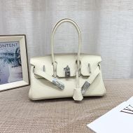 Hermes Birkin Mini Shoulder Bag Togo Leather Palladium Hardware In White