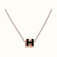 Hermes Cage D'H Pendant Necklace In Black