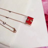 Hermes Cage D'H Pendant Necklace In Red