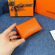 Hermes Calvi Card Holder Epsom Leather Gold Hardware In Orange