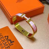 Hermes Clic H Enamel Bracelets Gold In Pink