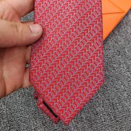 Hermes Club Silk Mix Tie In Red