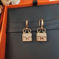 Hermes Constance Amulette Earrings With Crystal Gold