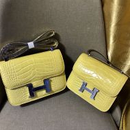 Hermes Constance Bag Alligator Leather Palladium Hardware In Yellow