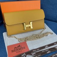 Hermes Constance Wallet with Chain Togo Leather Gold Hardware In Yellow