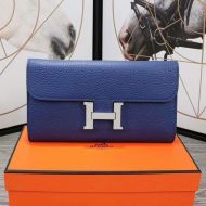 Hermes Constance Wallet Epsom Leather Palladium Hardware In Blue