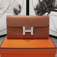Hermes Constance Wallet Epsom Leather Palladium Hardware In Brown